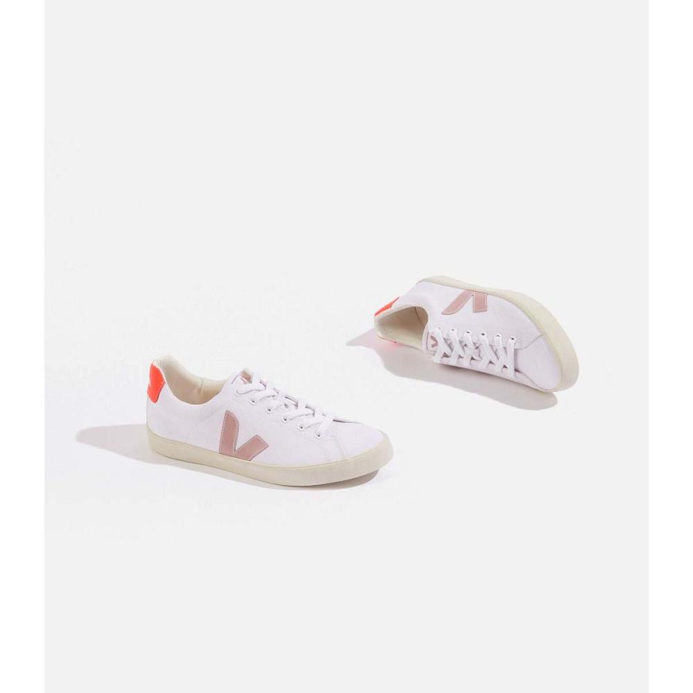 Veja ESPLAR SE CANVAS Women's Shoes White/Orange | NZ 512XYU